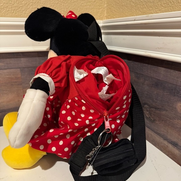 Rare Vintage Disney Parks Retro Minnie Mouse Plush Backpack Purse and Coin Purse - Picture 5 of 9